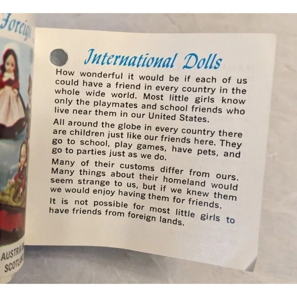 Madame Alexander Norway Vtg Doll & Stand 1977 International Brunette Pretty Girl